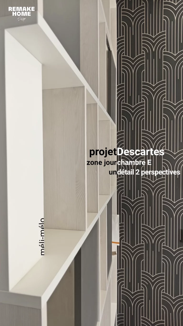 portfolio architecte d'intérieur Val de Marne en 10 images et plus - Paris - Île de France 17 détail de perspective mobilier sur mesure - projet Descartes
